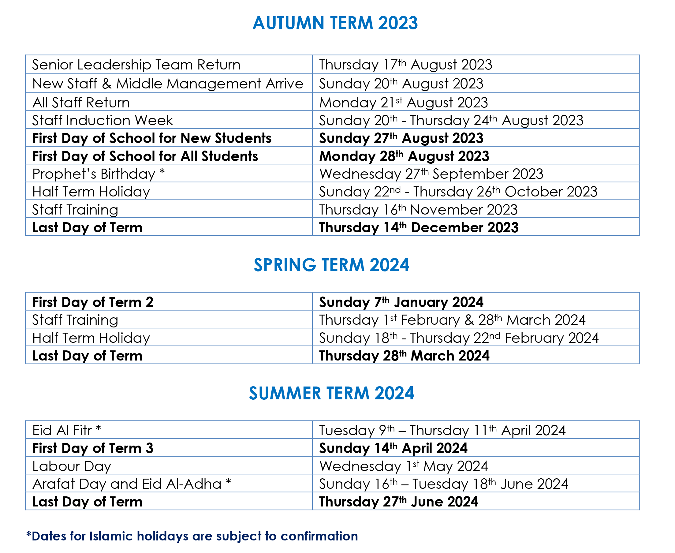 School Calendar